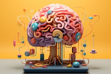 Colorful brain on background. Beautiful illustration picture. Generative AI