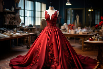 Amazing red dress on a mannequin