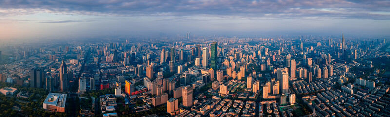 Fototapeta na wymiar Aerial view of the CBD in Xinjiekou, Nanjing Province, China