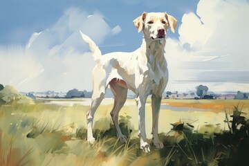 Obraz na płótnie Canvas Dog in flat colors outdoors. Beautiful illustration picture. Generative AI