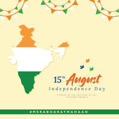 Indian happy independence day light yellow background social media post design