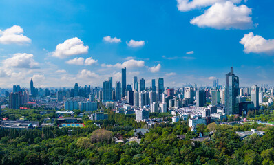 Obraz premium Aerial view of the CBD in Xinjiekou, Nanjing Province, China
