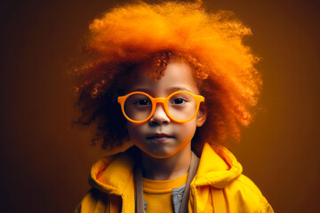 portrait of cute trendy African American little boy with Afro hair in eyewear