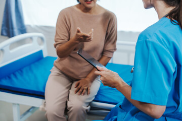 Female doctor examined patient health peace of mind. Basic procedure for general examination,...