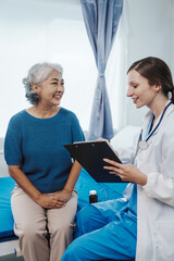 Female doctor examined patient health peace of mind. Basic procedure for general examination,...