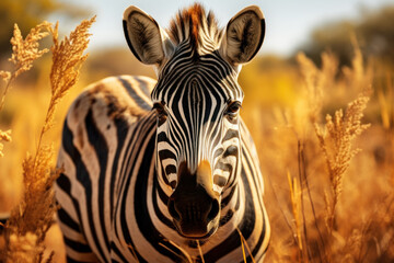 Naklejka premium Zebra, Wildlife Photography, Generative AI