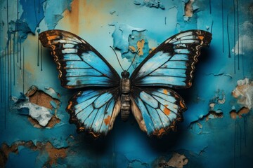 Blue butterfly. Beautiful illustration picture. Generative AI