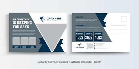 Security Service company postcard design template. Corporate Business Postcard Template Design, Simple and Clean Modern Minimal Postcard Template, Business Postcard Layout