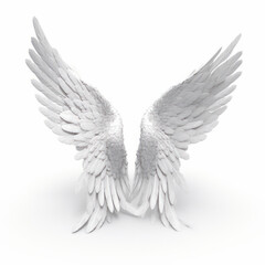 Obraz premium Feathered white swan wings isolated on white background, representing grace and elegance. AI Generative