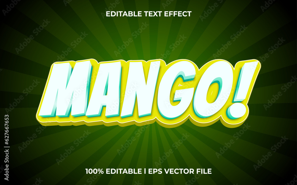 Poster mango 3d editable text effect, template with 3d style use for logo and business brand
