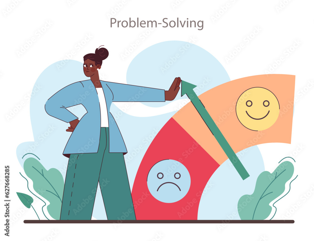 Poster soft skill. employee with problem solving skill. generation of a creative