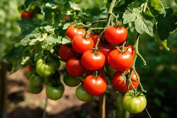 Red tomatoes agriculture harvesting. Generative AI