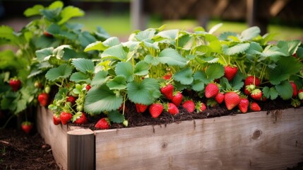 Fototapeta na wymiar Red strawberries agriculture harvesting. Generative AI