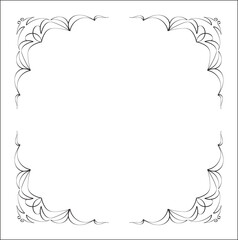 Elegant black and white monochrome ornamental border for greeting cards, banners, invitations. Vector frame for all sizes and formats. Isolated vector illustration.
