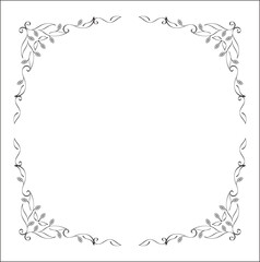Elegant black and white monochrome ornamental border for greeting cards, banners, invitations. Vector frame for all sizes and formats. Isolated vector illustration.