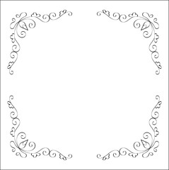 Elegant black and white monochrome ornamental border for greeting cards, banners, invitations. Vector frame for all sizes and formats. Isolated vector illustration.