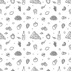 Italian food pattern. Seamless italian food background