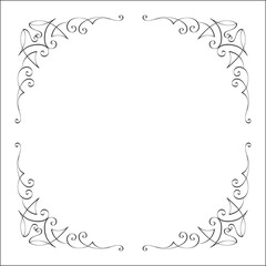 Elegant black and white monochrome ornamental border for greeting cards, banners, invitations. Vector frame for all sizes and formats. Isolated vector illustration.