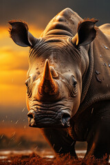 Fototapeta premium Rhino, Wildlife Photography, Generative AI