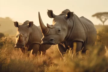 Fotobehang Toilet Rhino, Wildlife Photography, Generative AI