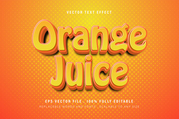 Fototapeta premium Orange Juice 3d text effect, Editable text effect