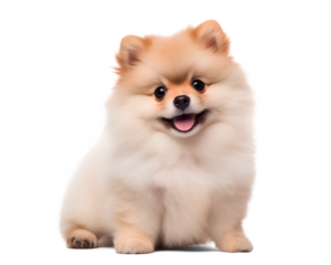pomeranian dog studio shoot on isolated background, generative ai