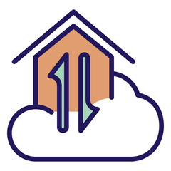 Cloud sync icon, outline color icon style