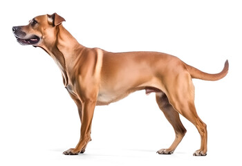 rhodesian ridgeback side view on isolated background, generative ai