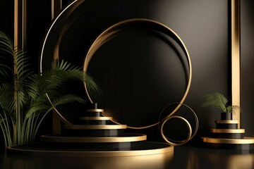 Luxury gold podium. Generate Ai
