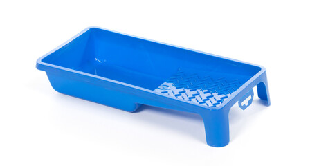 Blue paint tray, empty and ready to be used