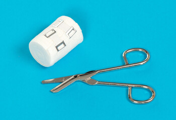 Fototapeta premium Bandage roll isolated on blue