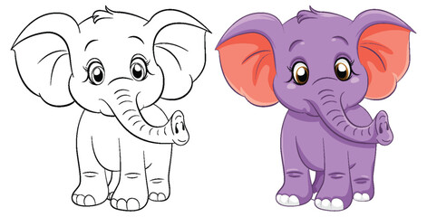 Coloring Page Outline of Cute Elephant