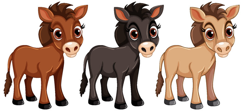 Set of horses cartoon