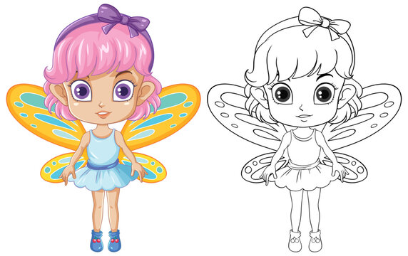 Fairy Girl with Pink Hair Cartoon Character