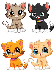 Cute Kittens Cartoon Characters Collection