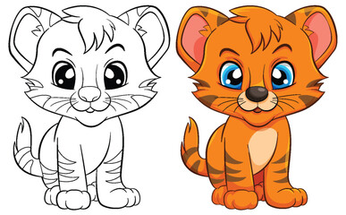 Coloring Page Outline of Cute Tiger