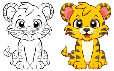 Coloring Page Outline of Cute Tiger