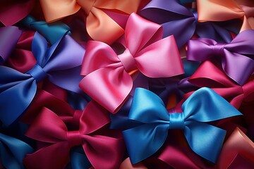 Colorful birthday ribbons and bows background