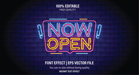 neon Now open text effect
