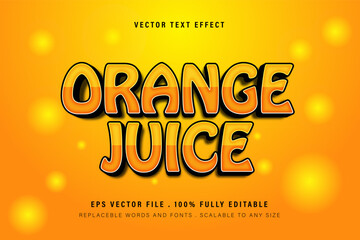 Editable Orange juice 3d text effect.