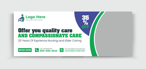 Senior Care timeline cover design template for your business ads promotion 