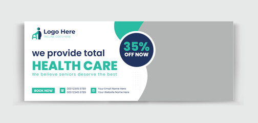 Senior Care timeline cover design template for your business ads promotion 