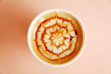 Freshly made hot coffee with coffee art