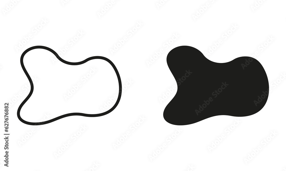 Poster random shape line and silhouette black set. irregular liquid design form. abstract amorphous splodge