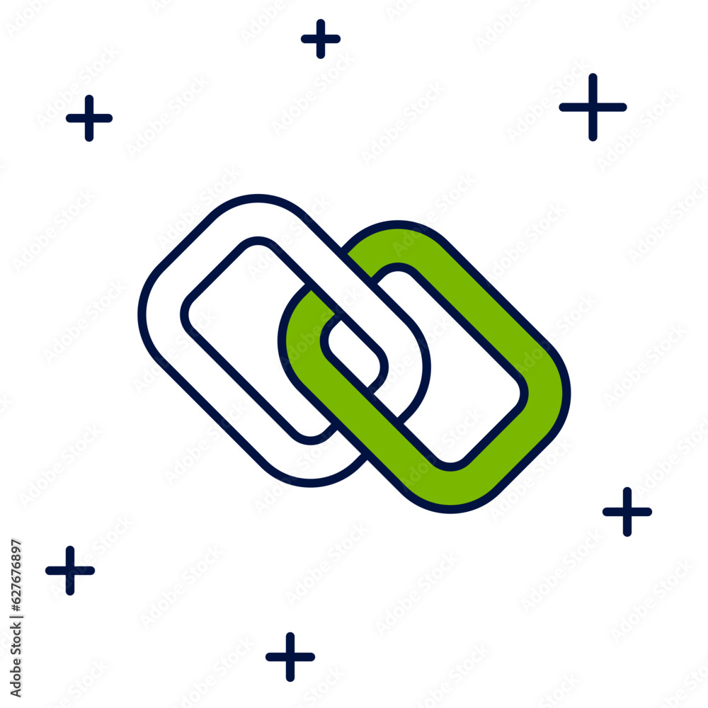 Poster filled outline chain link icon isolated on white background. link single. hyperlink chain symbol. ve