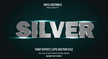 Obraz premium Editable silver 3d text effect.