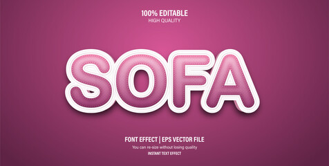 Editable sofa 3d text effect.