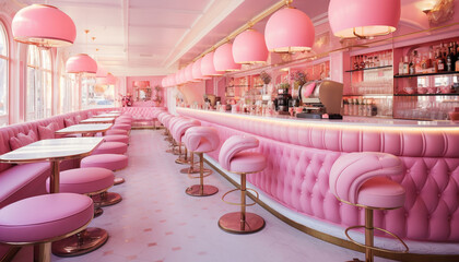 pink interior of a restaurant made with generative AI