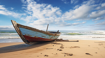 Obraz na płótnie Canvas Wooden fishing boat on the beach