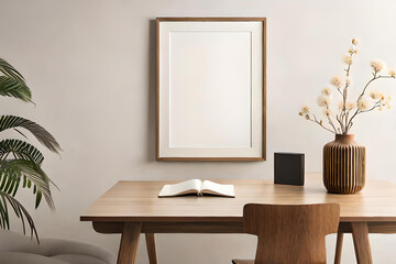 Obraz na płótnie Canvas Mockup poster frame close up, 3d render, interior of a room